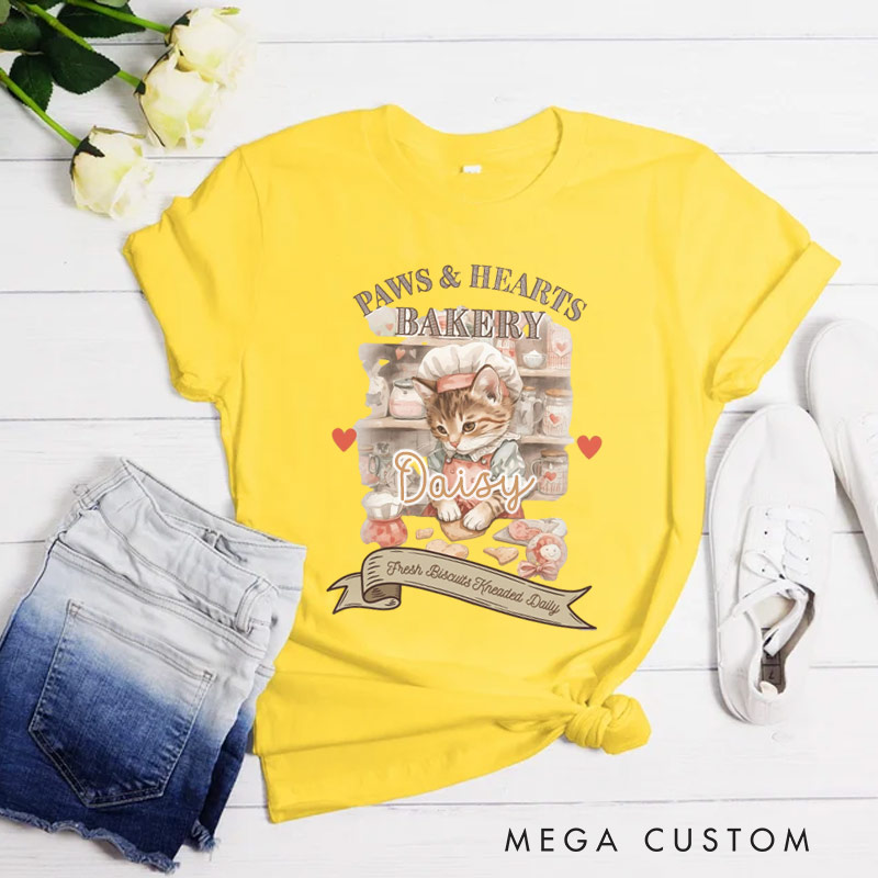 Personalized Valentine Cat Shirt Funny Cat Kitty Bakery Biscuit Shirt for Baking Lovers