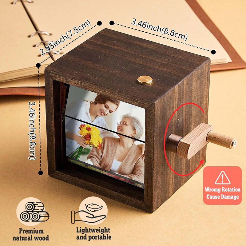 Personalized Photo Flipbook Animation Box Wooden Photo Book with Light Anniversary Birthday Wedding Gift for Mom Unique Gift for Couple Home Decor