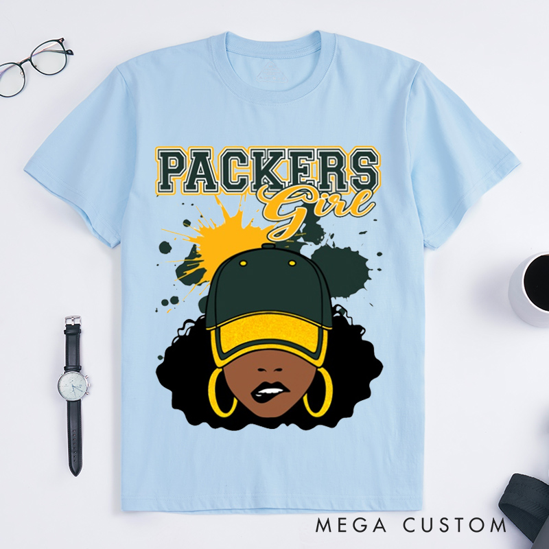 Personalized Football Cheerleading T-shirt Girl with Hat with Custom Team Name for Football Cheerleading Lovers