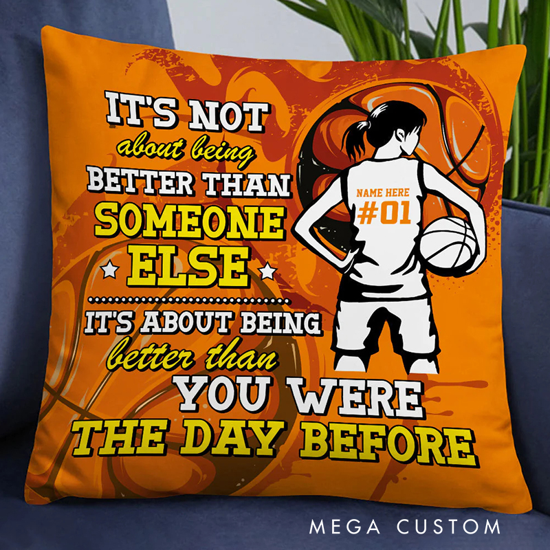 Personalized Basketball Pillow with Custom Name and Motivational Quote   