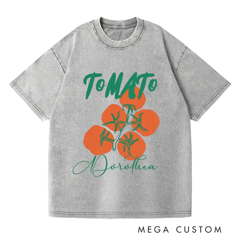 Personalized Tomato Washed T-Shirts Garden Shirt Farmers Market T Shirt with Name Gardening Shirt Garden Shirt Plant Lover Gift Gardener Gift