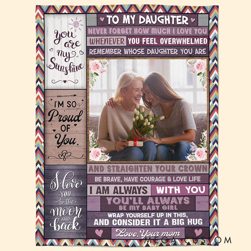 Personalized Photo Blanket You Will Always Be My Little Girl Gift from Mother 