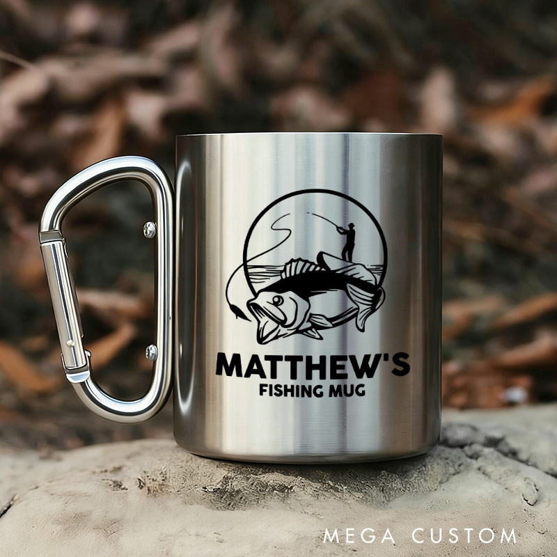 Personalised Fishing Travel Mug Custom Fishing Stainless Steel Mug Gift Outdoors Fishing Lover