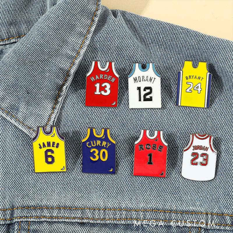 Personalized Basketball Jersey Pin Featuring Player Names and Numbers