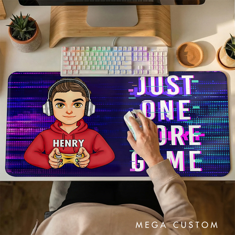 Personalized Cartoon Character Anti-Slip Mouse Pad with Name Birthday Gift for Game Lover Students Colleagues Friends