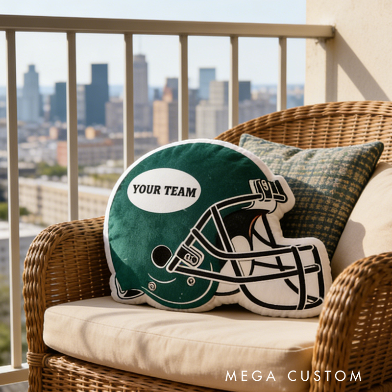 Personalized American Football Helmet Pillow with Custom Team Name Design