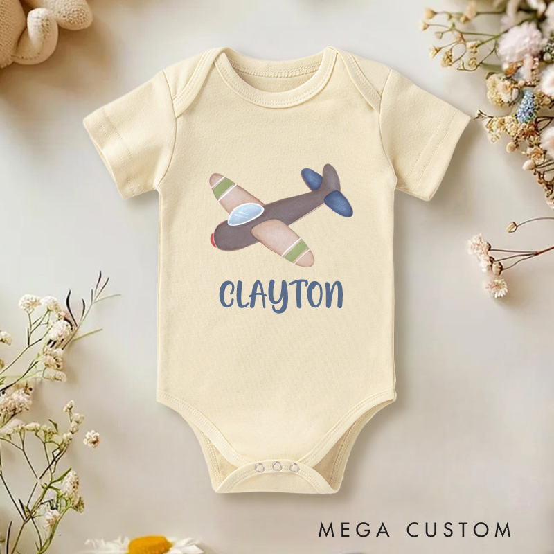 Personalized Airplane Baby Onesie with Your Name Birthday Gift for Baby