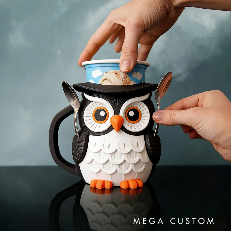 Personalized Magic Owl Movie Ice Cream Pint Holder with Spoon Slots Eco-Friendly 3D Print for Movie Lovers