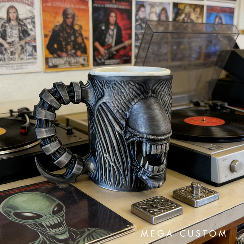 Personalized Sci-Fi Monster Ice Cream Pint Holder with Spoon Slots Eco-Friendly 3D Print