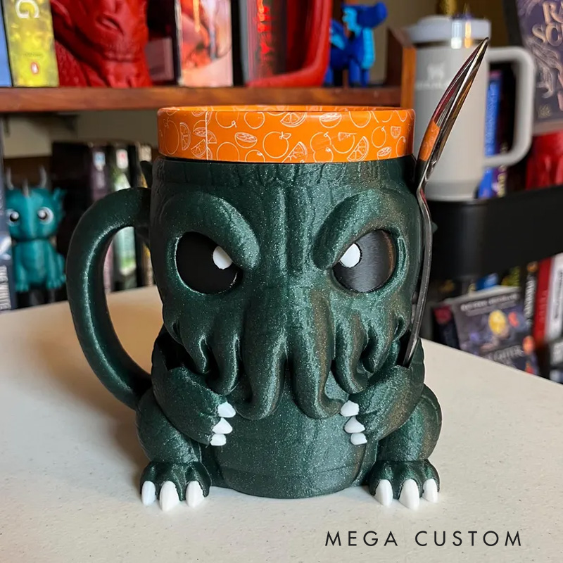 Personalized Cthulhu Movie Ice Cream Pint Holder with Spoon Slots Eco-Friendly 3D Print for Movie Lovers