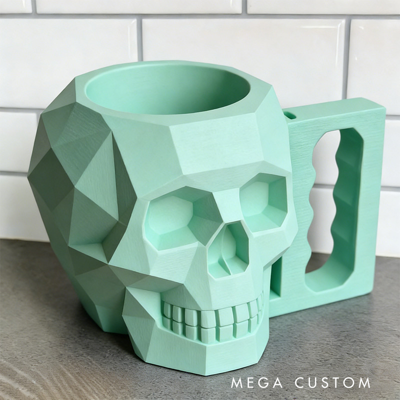 Personalized Low Poly Style Skull Gamer Ice Cream Pint Holder with Spoon Slots Eco-Friendly 3D Print for Game Lovers