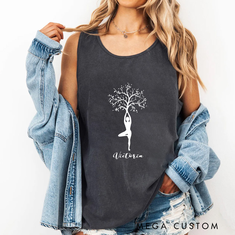 Personalized Yoga Tree Tank Tops Yoga Tank Tops for Women Her Yourself Racerback Tank Top Gift Yoga Lover