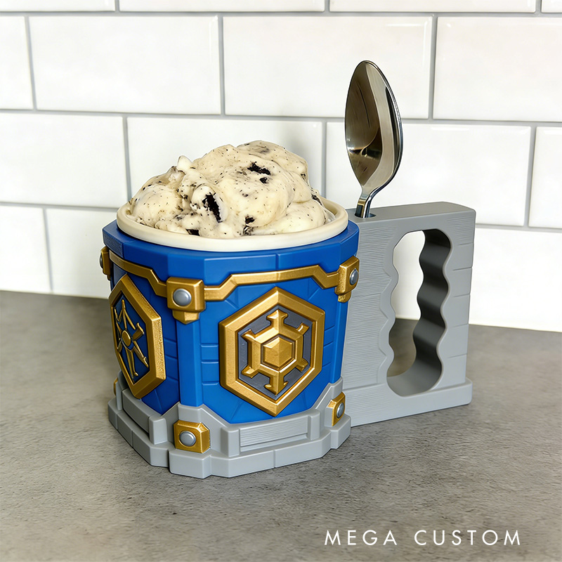 Personalized Game Hero Gamer Ice Cream Pint Holder with Spoon Slots Eco-Friendly 3D Print for Game Lovers