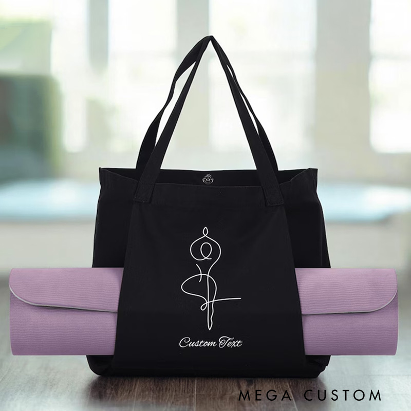 Personalized Yoga Mat Tote Bag Custom Canvas Pilates Bag Yoga Tote Bag Gym Yoga Lover Gift for Women Her