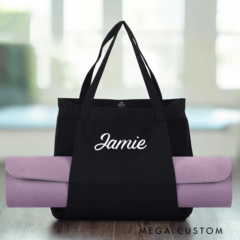 Personalized Canvas Yoga Bag Custom Yoga Mat Tote Bag with Meditation Pocket Sustainable Pilates Accessories for Yoga Lovers