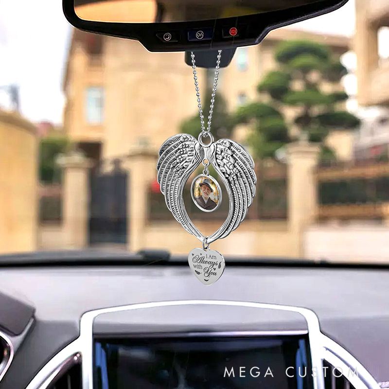 Personalized Angel Wings Photo Ornament I Am Always With You Car Ornament Sympathy Gift