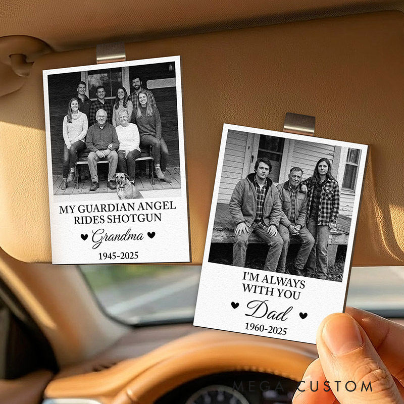 Personalized Wooden Photo Car Visor Clip My Guardian Angel Rides Shotgun Memorial Gift for Loss of Loved One Sympathy Gift