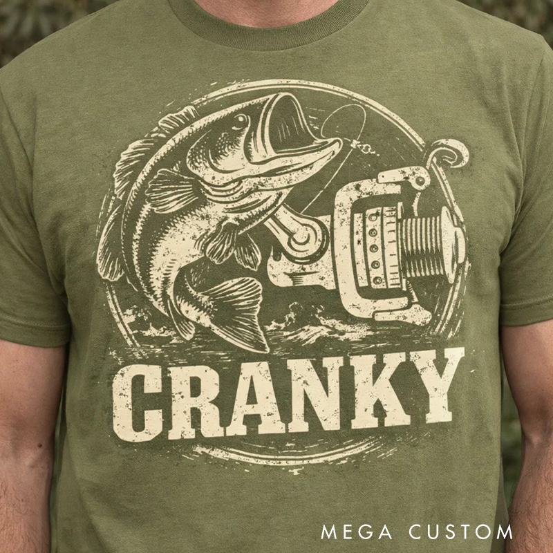 Personalized Cranky Fishing T-Shirt Funny Fisherman T-Shirt Outdoor Fishing Lover Gift for Husband Him