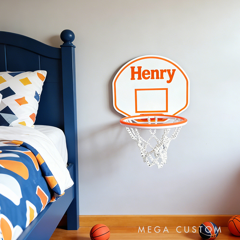 Personalized Mini Basketball Hoop Custom Name Indoor Wall Mounted Hoop for Kids & Teens Perfect for Basketball Fans