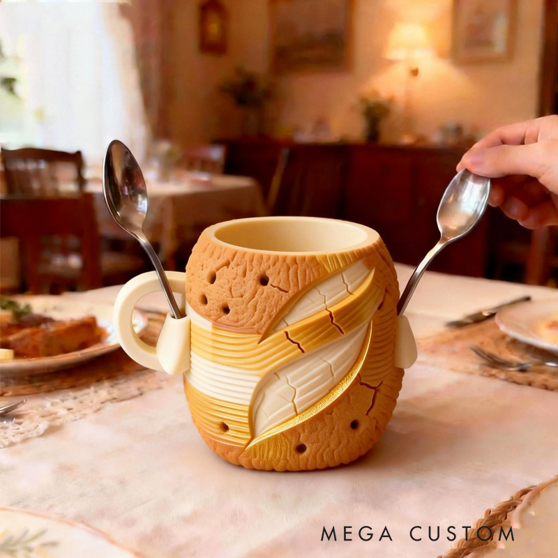 Personalized Adorable Bread Ice Cream Cozy Pint Holder 3D Printed with Spoon Slots for Mom Kids Ice Cream Lover
