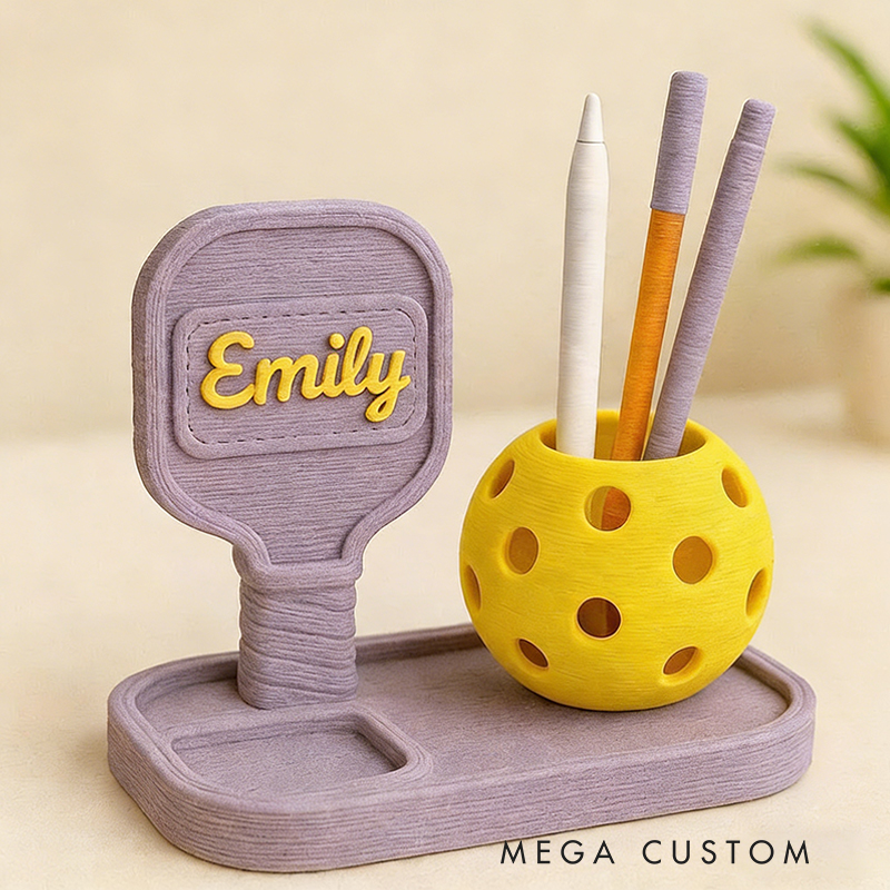 Personalized 3D Printed Pickleball Pen Holder Desk Organizer Cute Pickleball Gift for Women Coaches & Coworkers