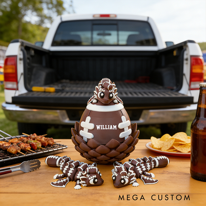 Personalized 3D-Printed American Football with Custom Name Design