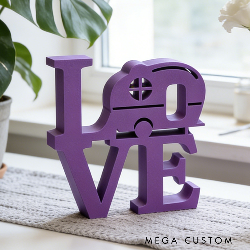 Personalized 3D Printed Camper Love Sculpture Camping Decor Sign Gifts for Campers Rv Gift Ideas