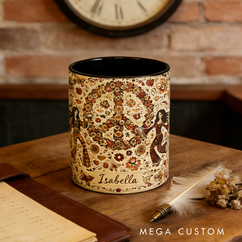 Personalized Hippie Time Music Mug Custom Name Colorful Hippie Car Hippie Coffee Mug Bohemian Coffee Mug