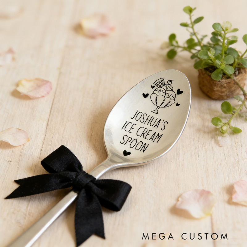 Personalized Unique Custom Name Sweet Dessert Gift Engraved Spoon Fork Spoon