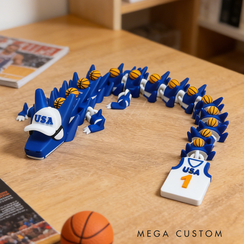 Personalized 3D Printed Basketball Dragon Toy with Custom Jersey for Basketball Loving Kids