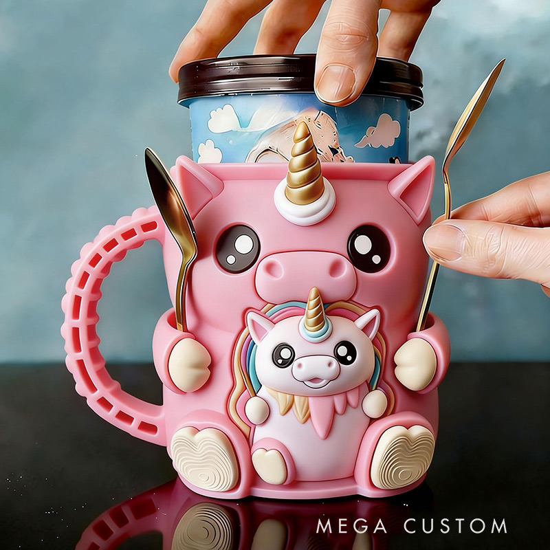 Personalized Dream Horse Ice Cream Cozy Pint Holder 3D Printed with Spoon Slots & Snack Drawer for Mom Kids Ice Cream Lover