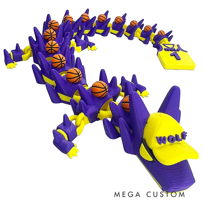 Personalized 3D Printed Basketball Dragon Toy with Custom Name and Number for Kids and Enthusiasts