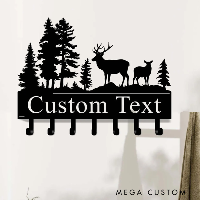 Personalized Custom Metal Bear Family Key Holder Cabin Decor Forest Wall Decor Outdoor Adventure Lover