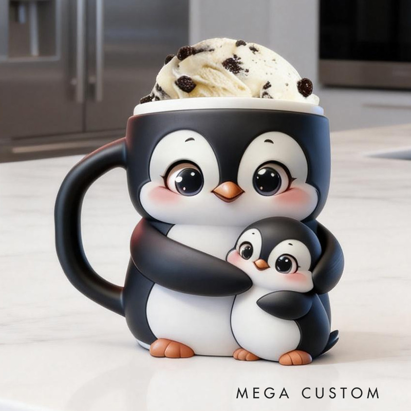 Personalized Penguin Ice Cream Pint Holder 3D Printed Pint Cozy Fun Kitchen Decor
