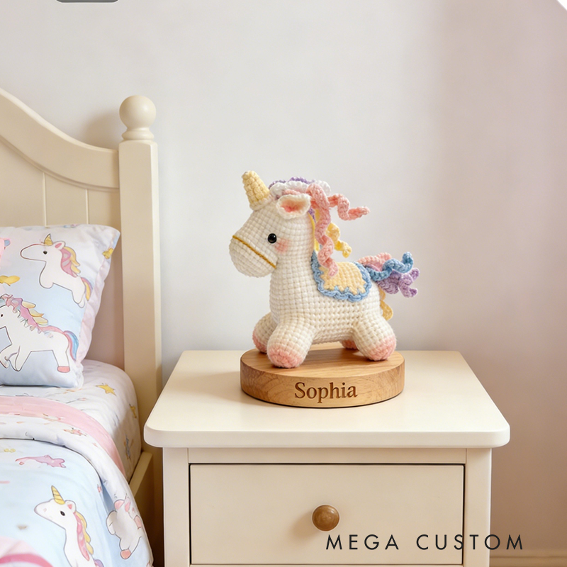 Personalized Crochet Unicorn Toy Customizable Name Plush Toy with DIY Kit and Finished Product Adorable Handmade Gift