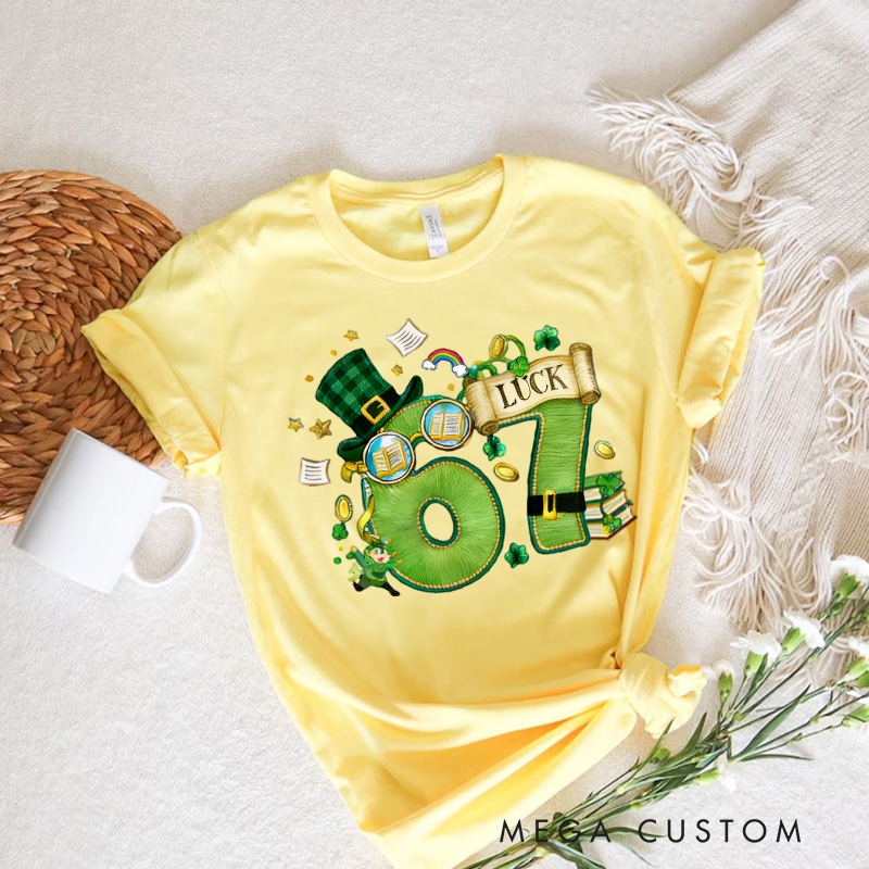 Personalized 67 Reading Classic T-Shirts Shamrock Green Leprechaun Shirt with Name for Book Lover Bookworm Girlfriend Wife Women Gift