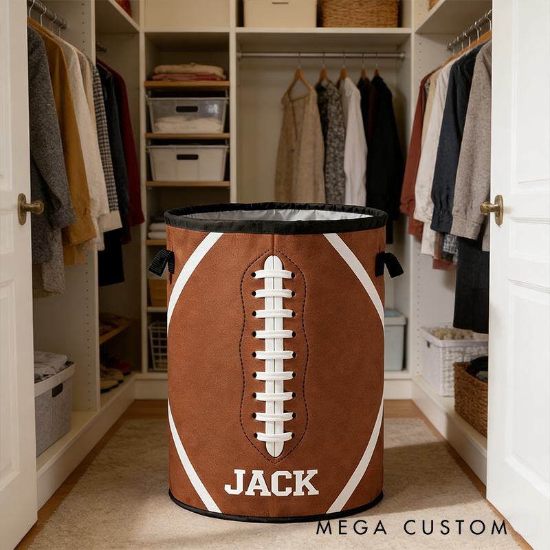 Personalized American Football Laundry Hamper with Custom Name Design