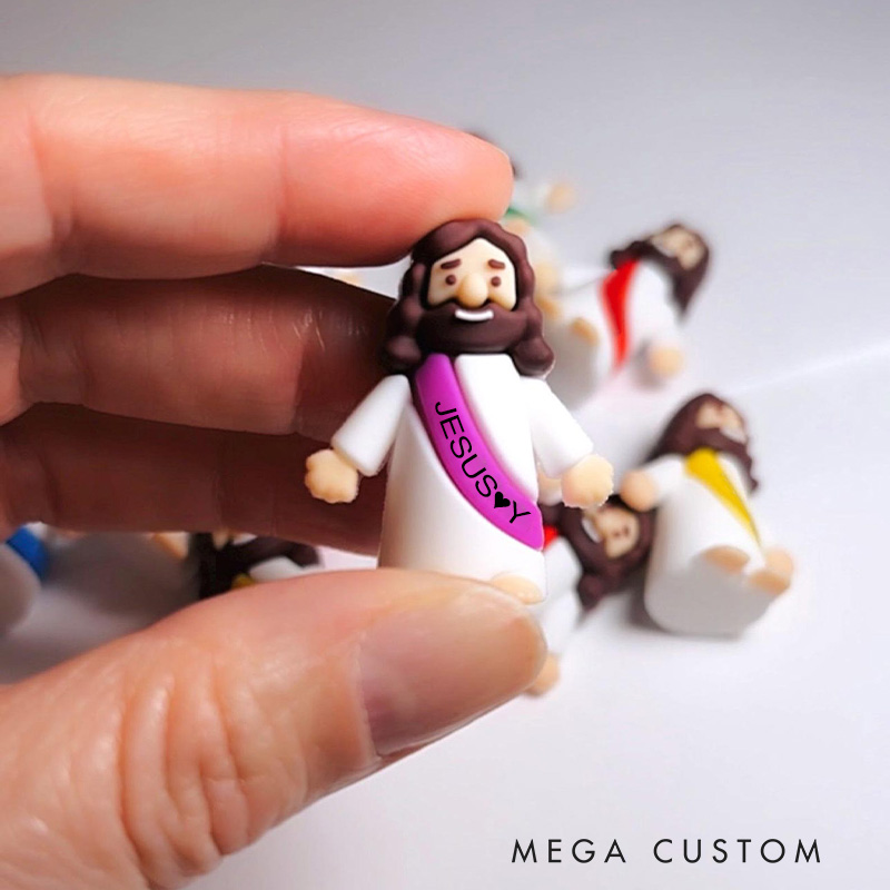 Personalized Mini Jesus Figures with Sash Jesus Love You and Custom Name Multiple Colors 3D Printed Decor Religious Gift Faith Gift Jesus Lover Gift