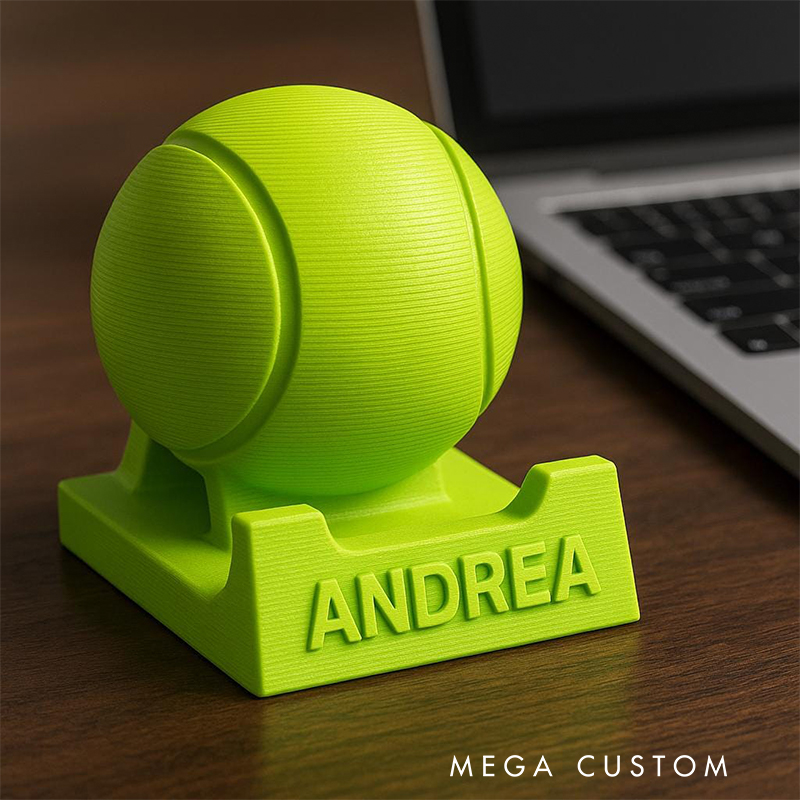 Personalized Tennis Ball 3D-Printed Phone Stand with Custom Name for Tennis Enthusiasts 