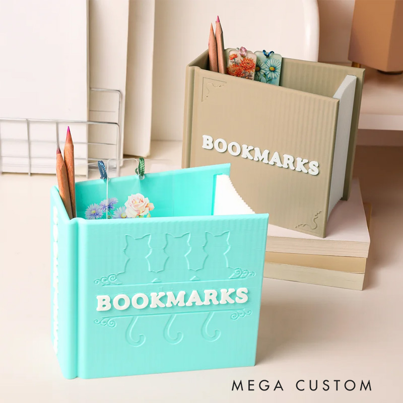 Personalized 3D Printed Book Shaped Pencil Bookmark Holder Bookshelf Decoration Birthday Gift for Bookworms Book Lovers