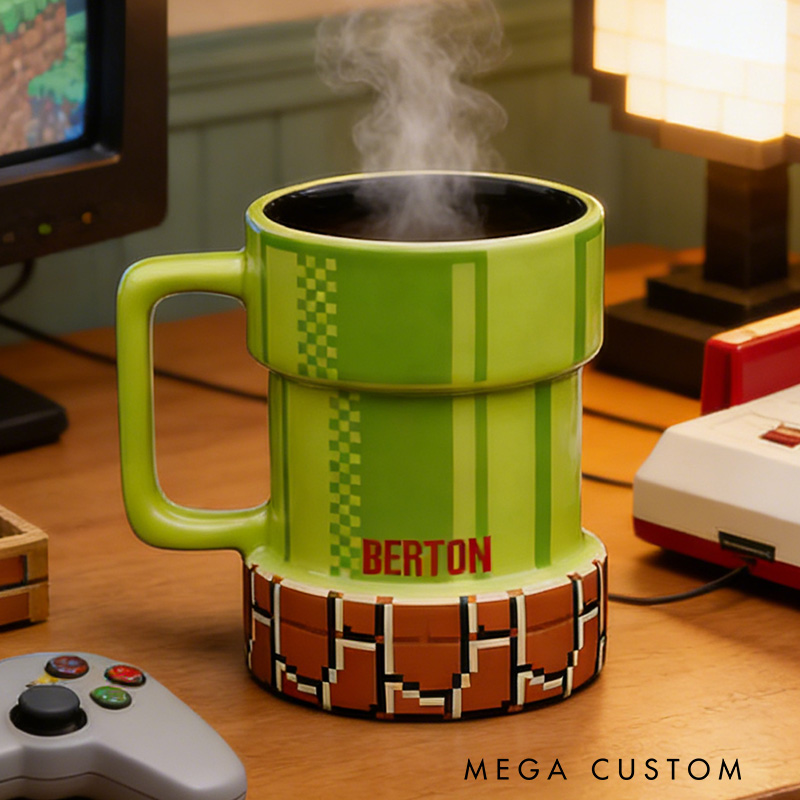 Personalized Retro Game Pipe Mug Custom Retro Game Enthusiasts Coffee Cups Gifts for Game Geek