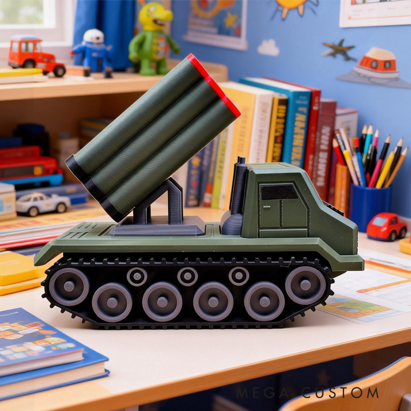 Military Tank Pen Holder Army Inspired Desk Organizer Model Birthday Gift for Kids Kids Room Decor 