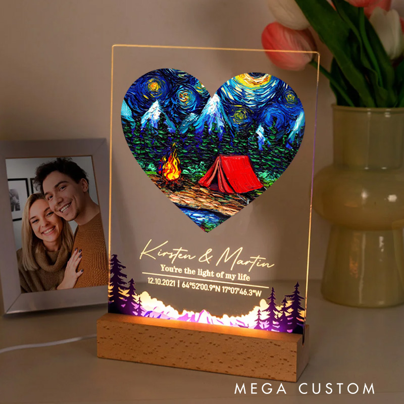 [Copy]Personalized Romantic Camping LED Night Light Outdoor Adventure Lover Night Light Valentine's Day Gift for Couple