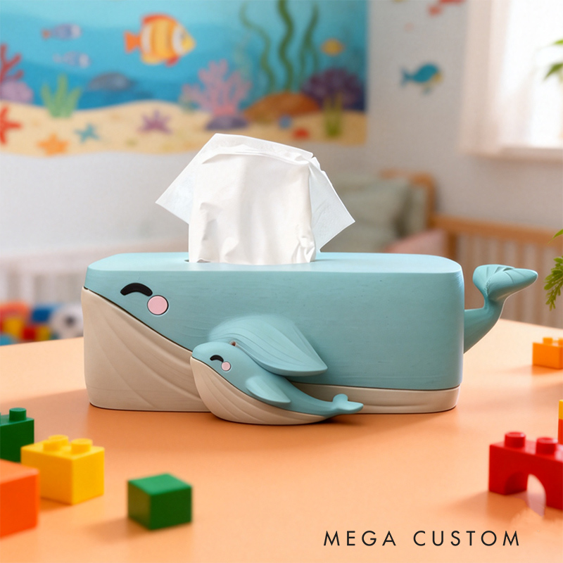 Personalized Adorable Bubbles the Whale Tissue Box Cover 3D Printed Toilet Paper Holder for Mom Family Gift