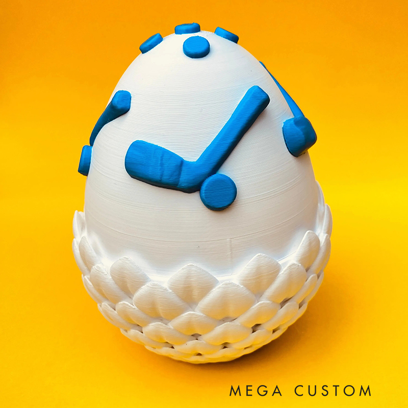 Personalized 3D Printed Ice Hockey Dragon and Egg Toy Set with Custom Name for Kids 