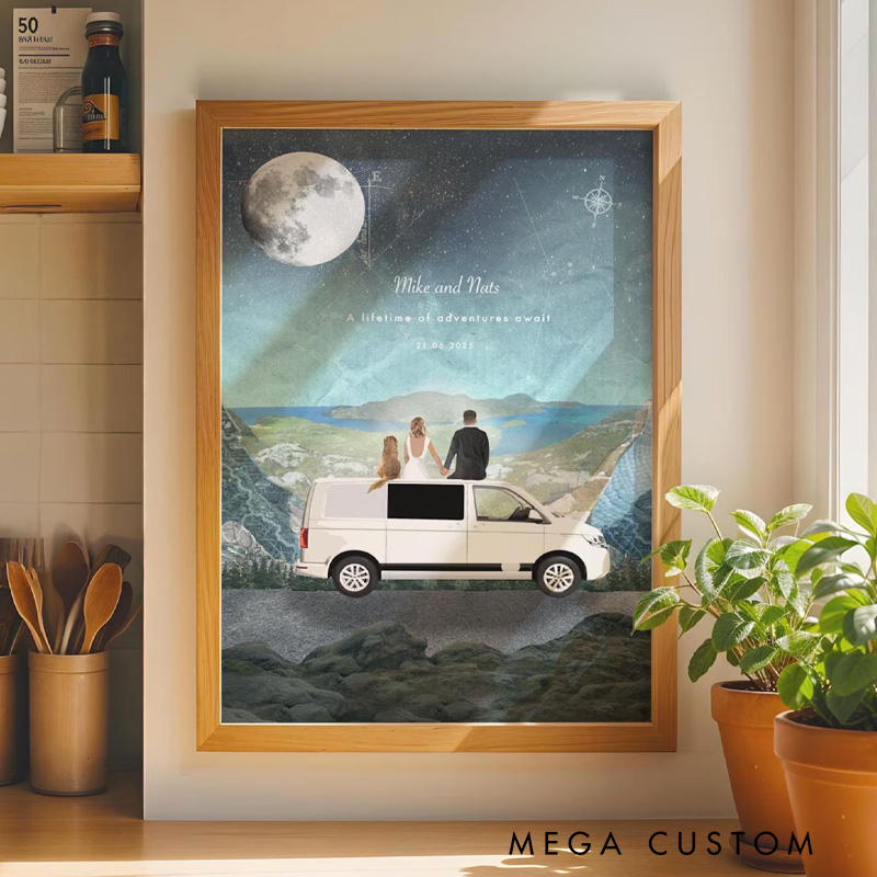 Personalized Camper Van Wall Art Prints Van Life Print Adventure Print Custom Anniversary Print Custom Room Decor Couples Print