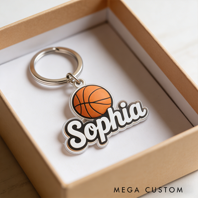 Personalized Basketball Keychain Featuring Your Custom Name Design