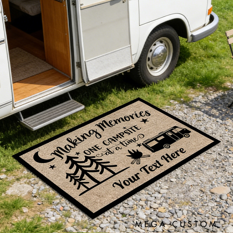 Personalized Campsite Doormat Rv Camping Mat Custom Camping Memories Doormat Gifts for Outdoor Adventure Lover