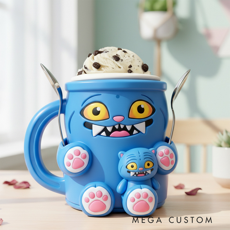 Personalized Ice Cream Cozy Pint Holder 3D Printed with Spoon Slots & Snack Drawer for Mom Kids Ice Cream Lover