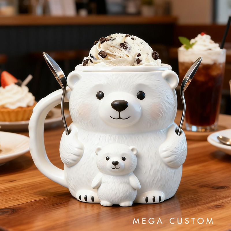 Personalized Polar Bear Ice Cream Pint Holder Cute Custom Freezer Accessory for Kids and Adults Unique Gift Fun Kitchen Decor